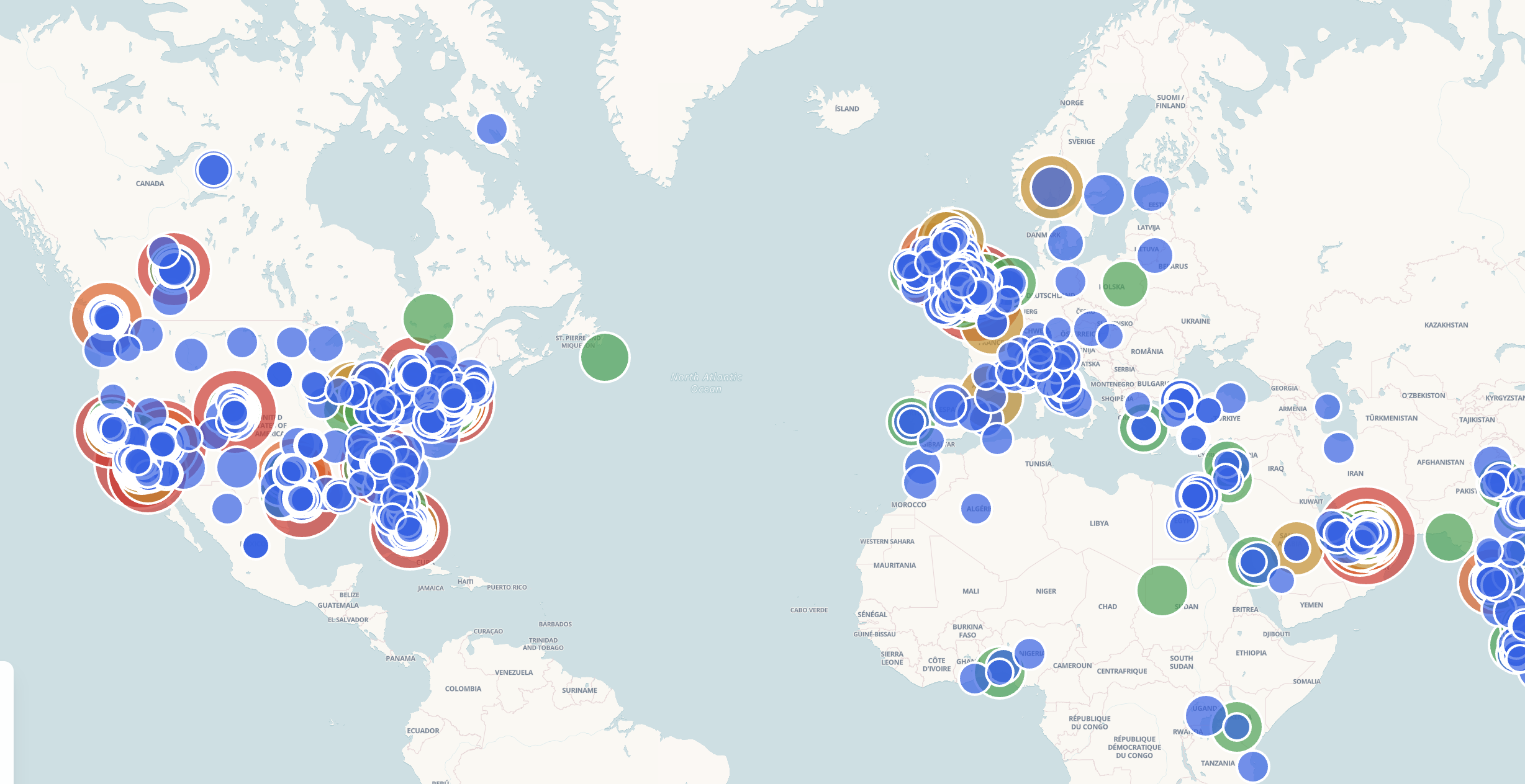 World map of Biospan's chef network, with clusters across North America, the UK, Europe, the Gulf and South Asia